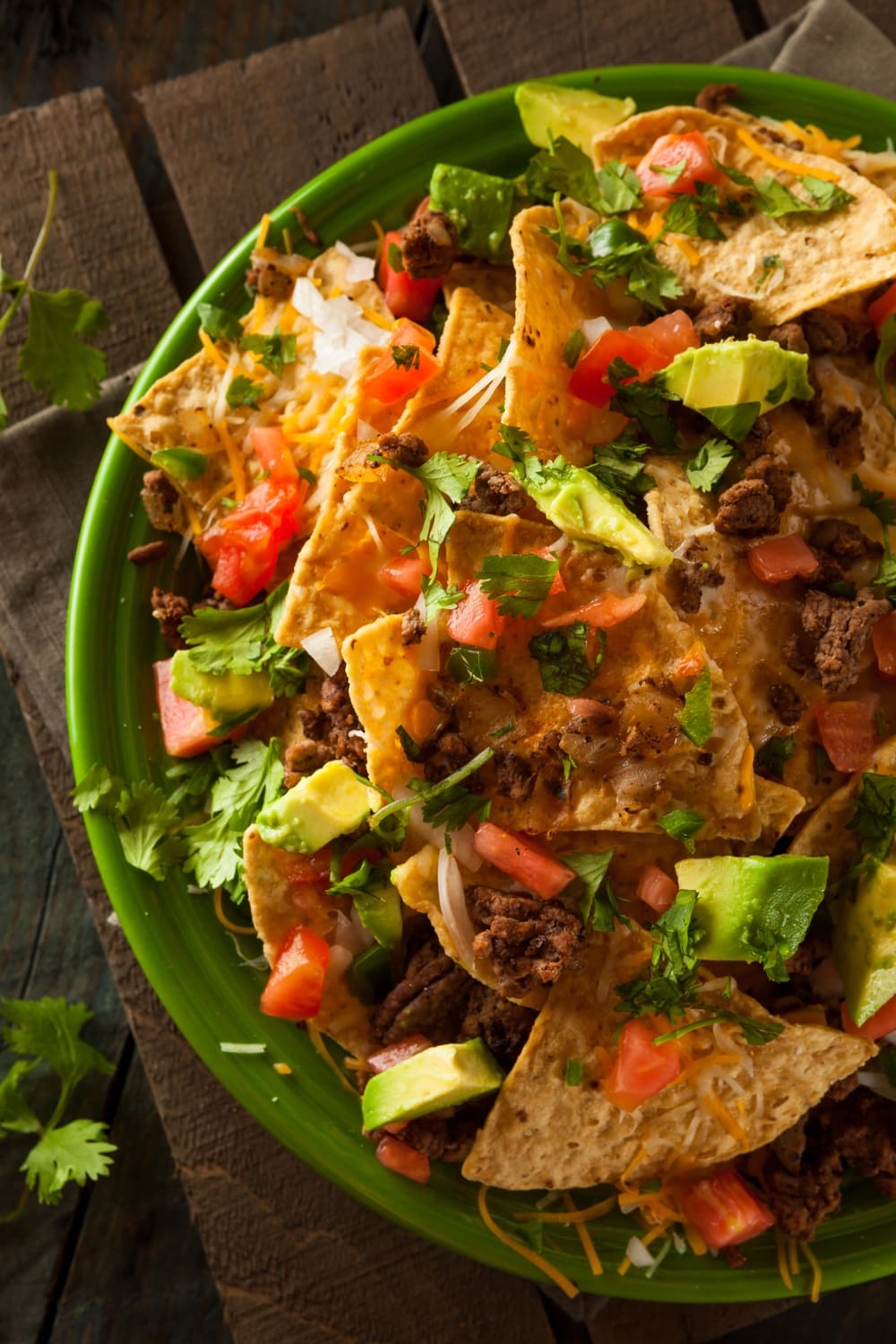 Loaded Beef Nachos with Avocado and Vegetables