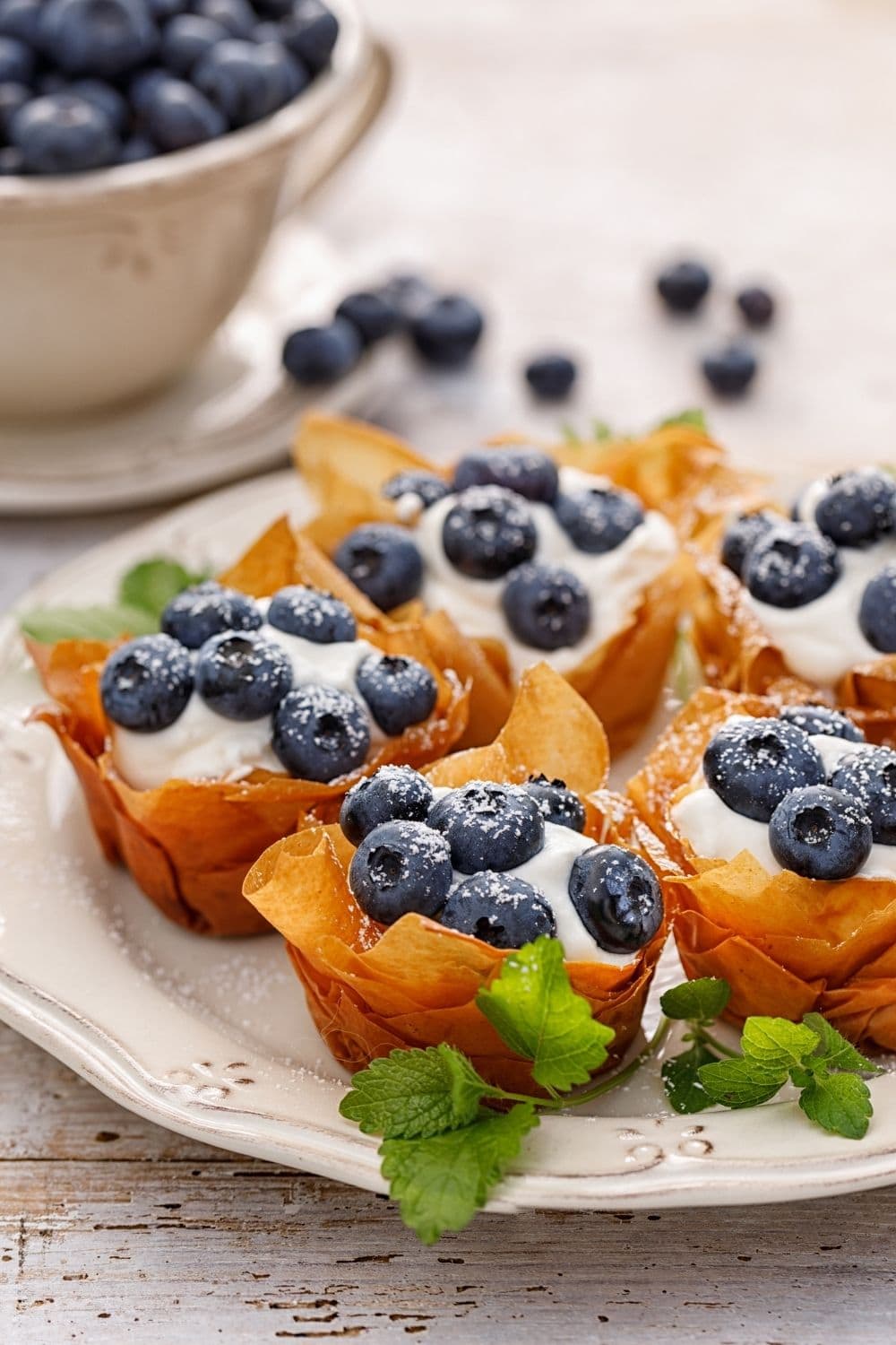 Phyllo Cups with Cream Cheese and Blueberries