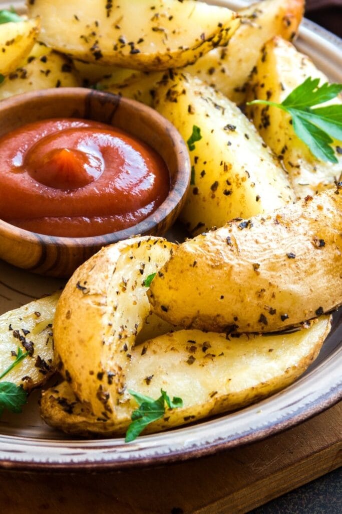 Potato Wedges with Herbs and Tomato Sauce