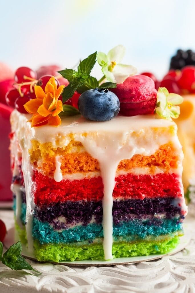 Sweet Rainbow Cake with Berries