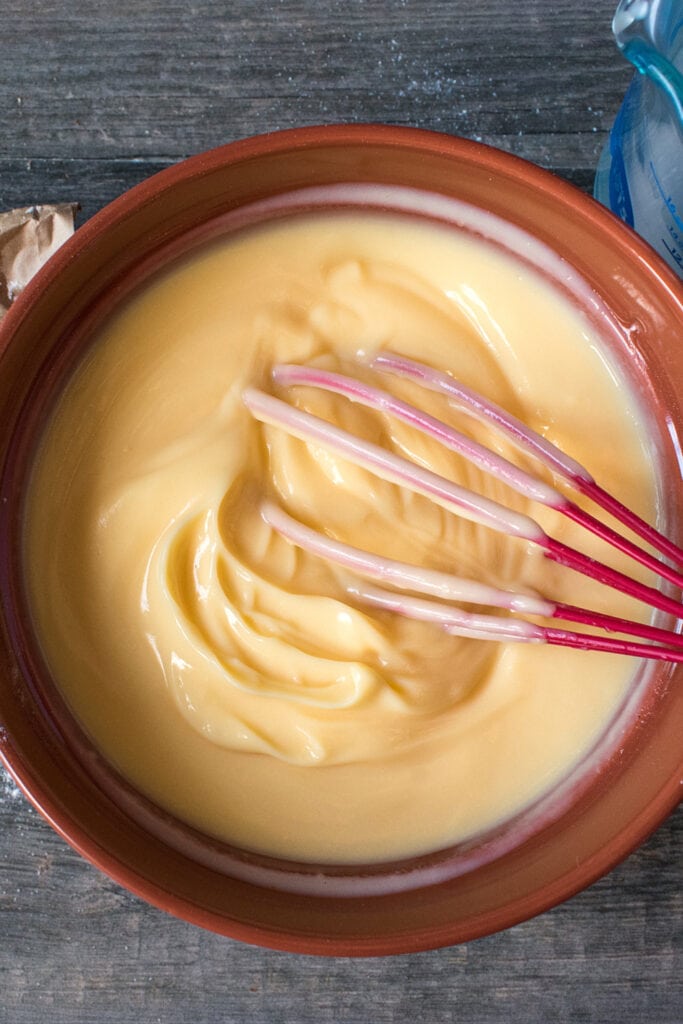 Mixing Ingredients for Vanilla Pudding