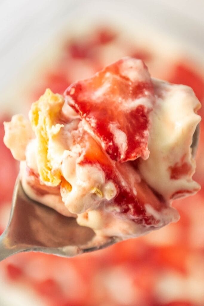 A Spoon of Strawberry Cheesecake Lasagna