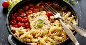 Baked Feta with Pasta and Cherry Tomatoes