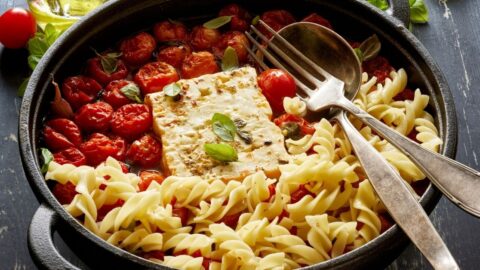 Baked Feta with Pasta and Cherry Tomatoes