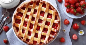 Delicious Strawberry Pie on a Table