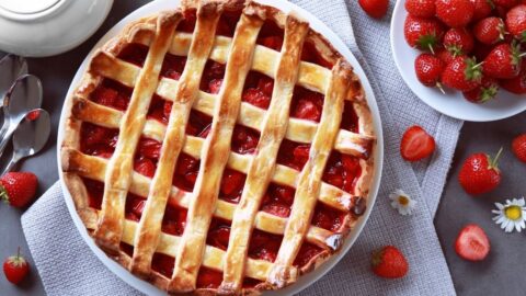 Delicious Strawberry Pie on a Table