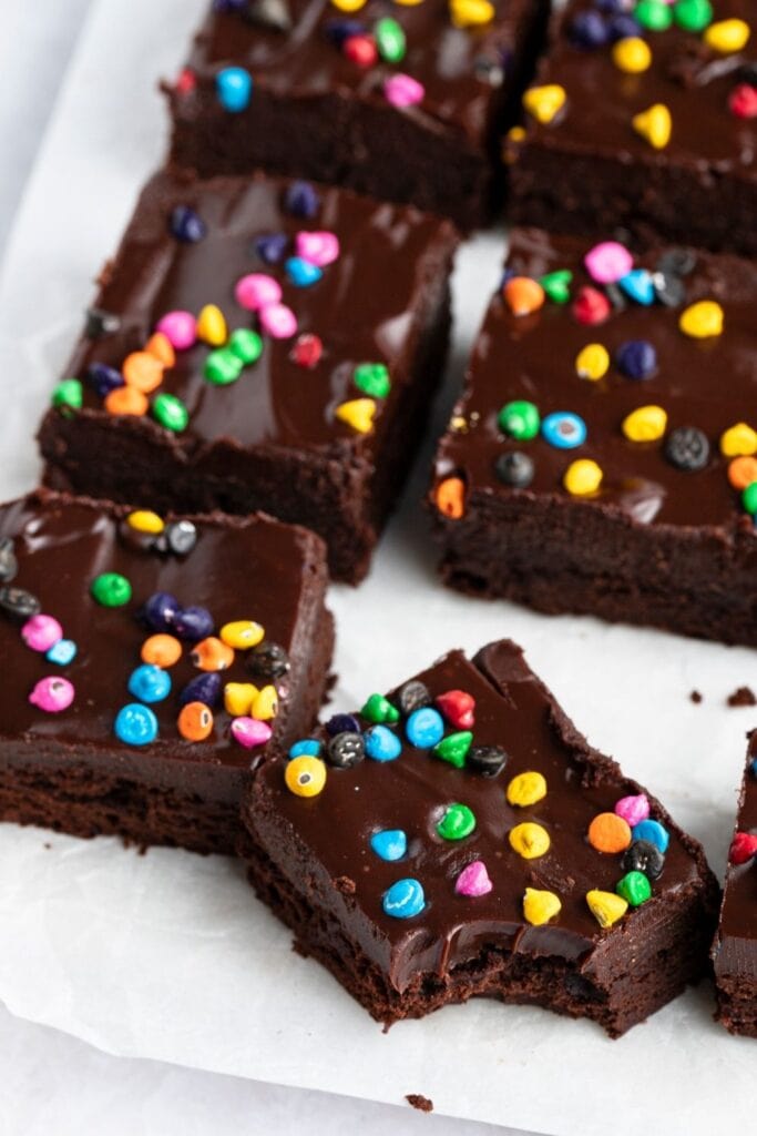 Fudgy Chocolate Cosmic Brownies with Sprinkled Chipped Candies