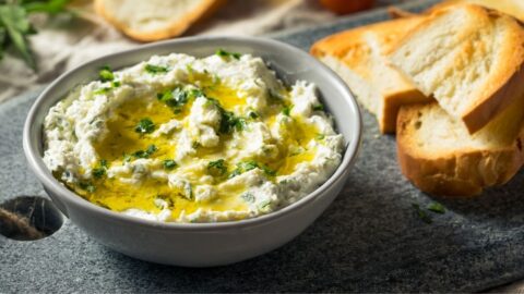 Goat Cheese Dip in a Bowl