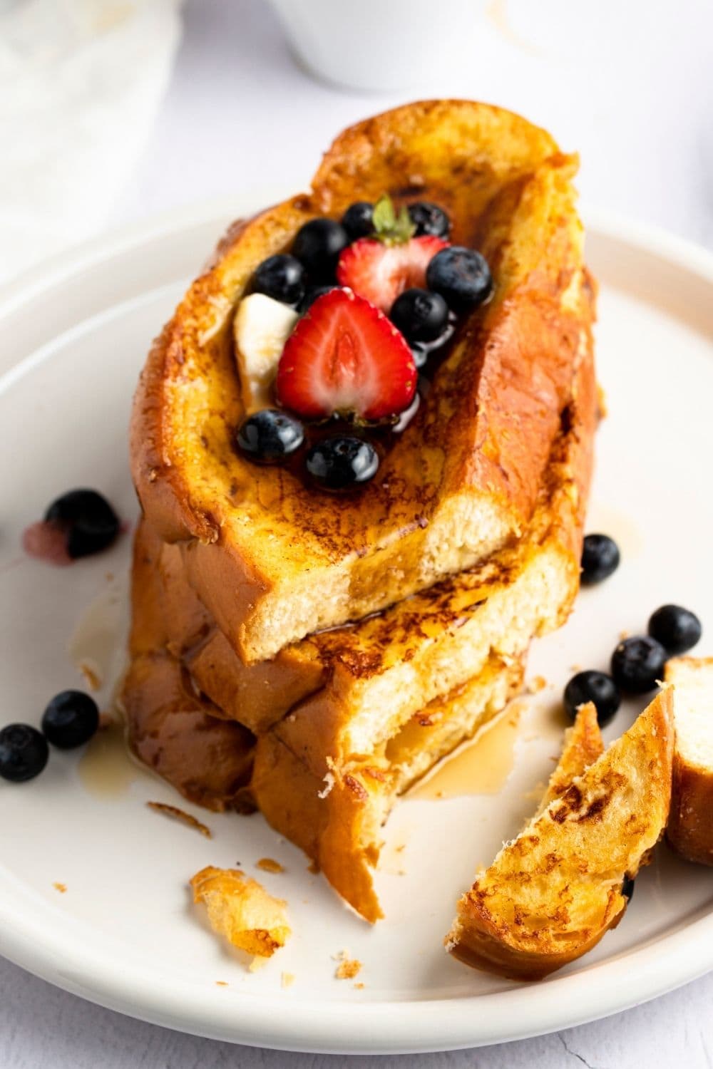 Homemade Alton Brown French Toast with Berries, Butter and Maple Syrup