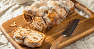 Homemade Cinnamon Loaf Bread with Cream Frosting