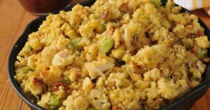 Homemade Cornbread and Turkey Stuffing with Celery