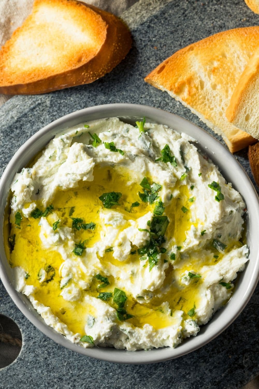Goat Cheese Dip with Bread Toasts