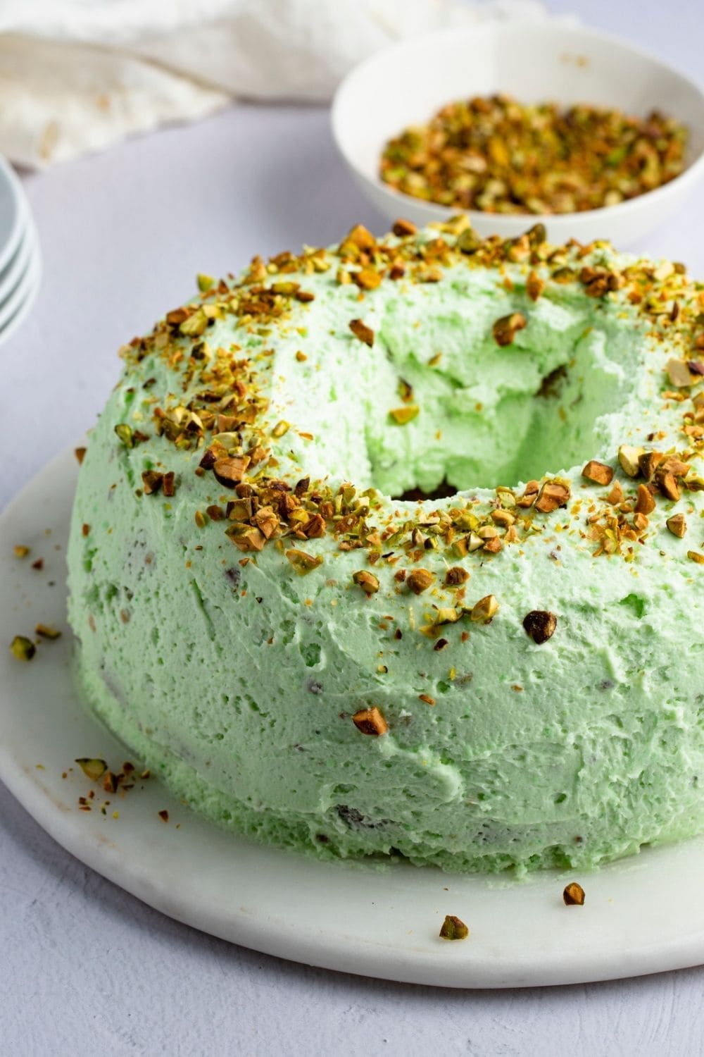 Homemade Pistachio Cake with Pistachio Nut Toppings