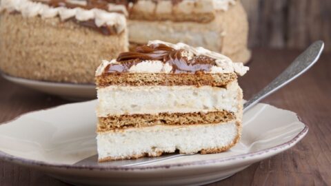 Homemade Sponge Cake with Dulce De Leche Topping