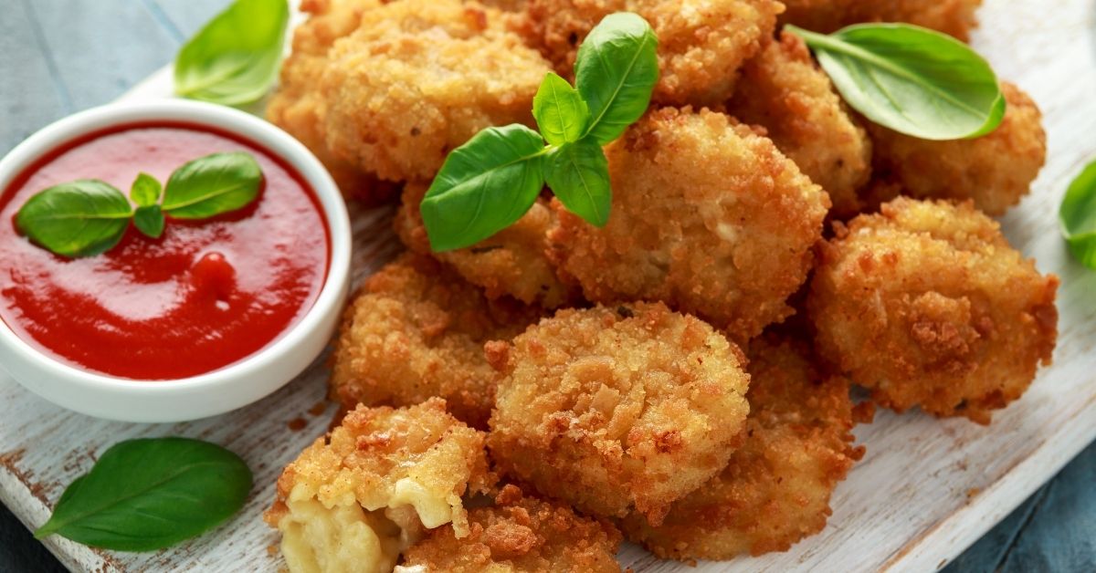 Mac and Cheese Bites with Ketchup