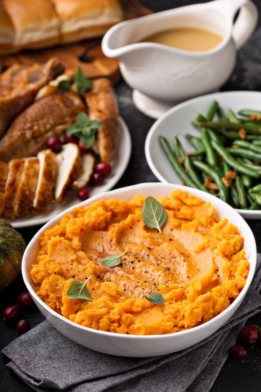 Mashed Sweet Potatoes in a Bowl