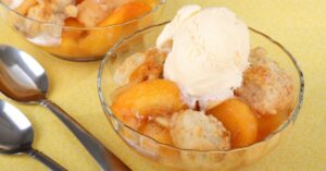 Peach Cobbler with Cake Mix in a Bowl