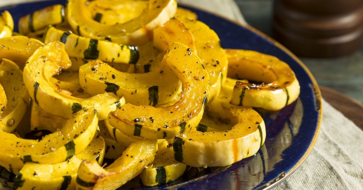 Roasted Delicata Squash on a Plate