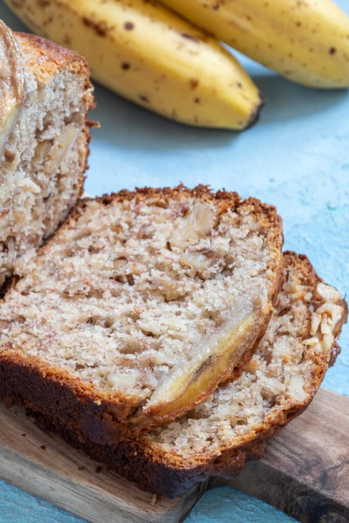 Sliced Banana Bread Loaf with Nuts