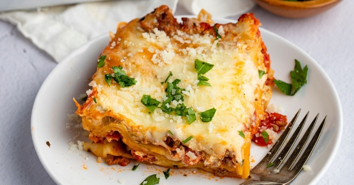 Sour Cream Lasagna with Herbs in a Plate