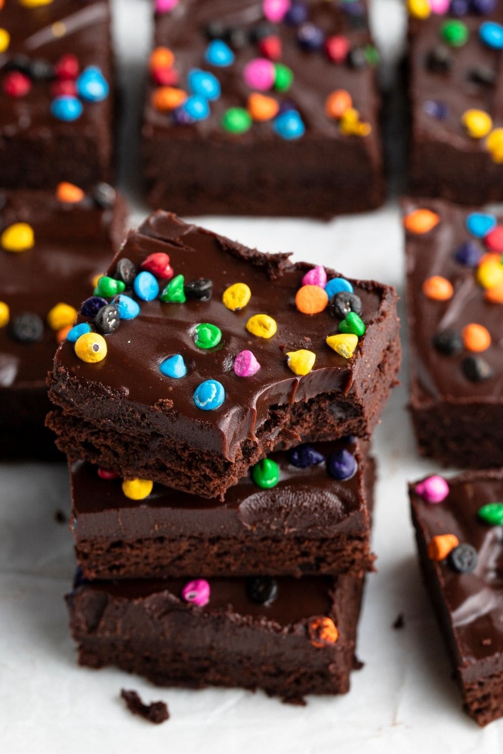 Chocolate Cosmic Brownies with Candies on top