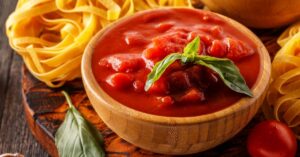 Tomato Sauce in a Wooden Bowl