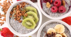 Bowl of Chia Seeds Pudding with Fresh Fruits