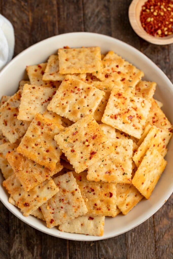 Bowl of Spicy Saltine Crackers
