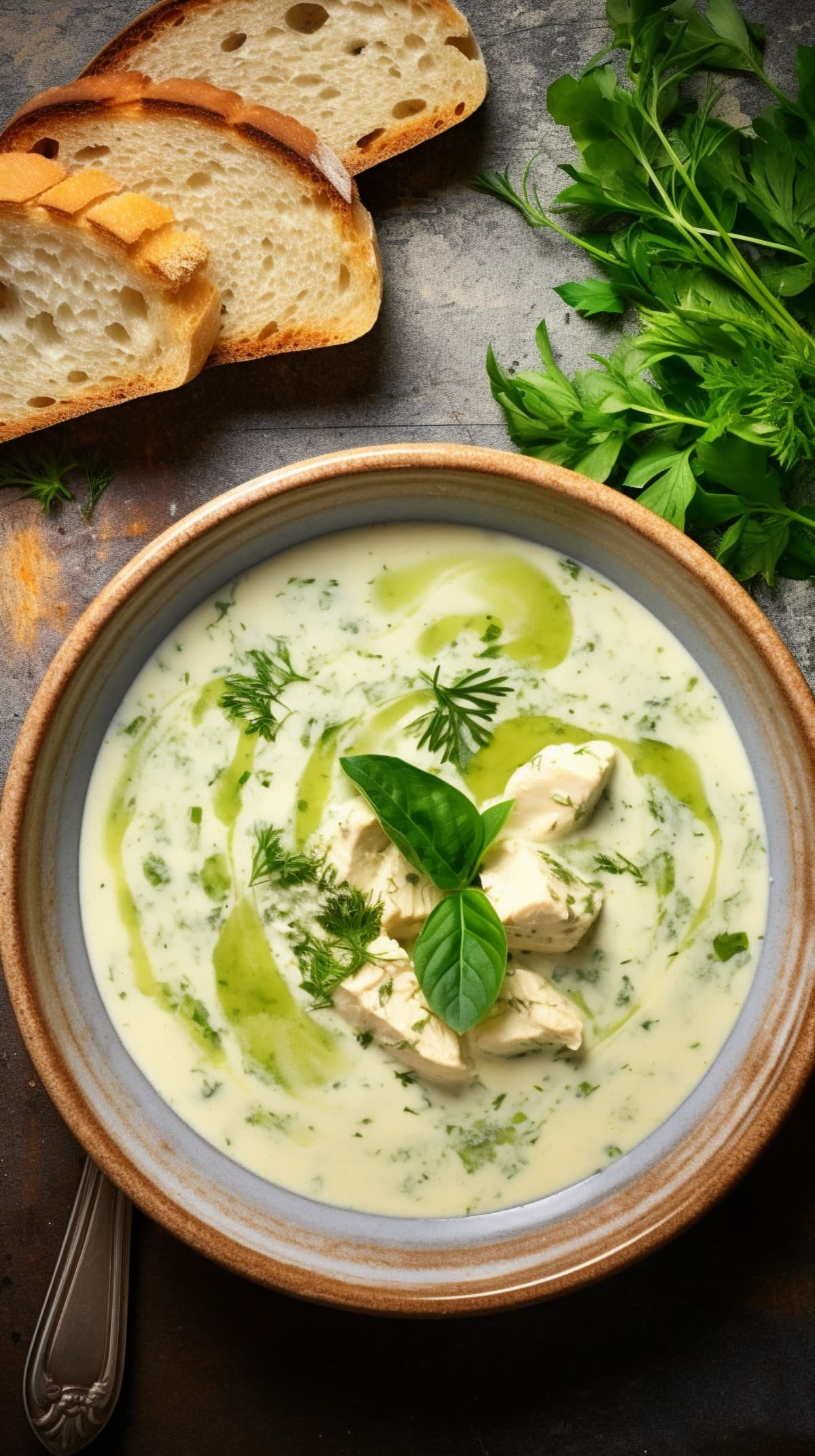Chicken Soup with Basil Oil