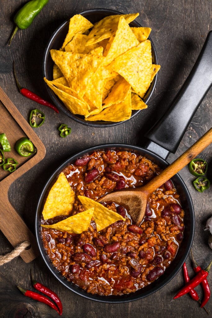 Chili Con Carne with Tortilla Chips