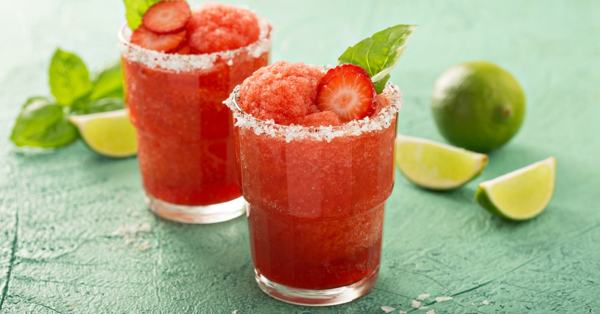 Frozen Strawberry Margarita with Lime