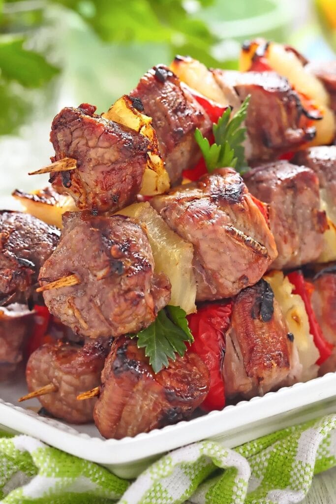 Grilled Beef Kabobs with Pineapple and Red Peppers