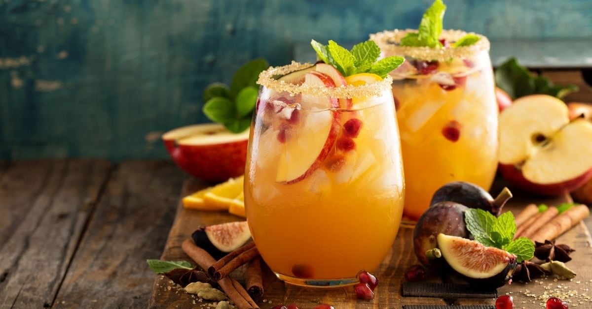 Homemade Apple and Sangria Cocktail with Figs