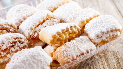 Homemade Armenian Gata Pastry with Powdered Sugar