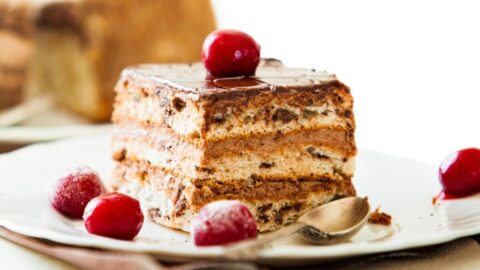 Homemade Chocolate Cake with Frozen Wine Cherry