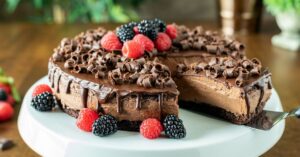 Homemade Chocolate Mousse Cake with Berries