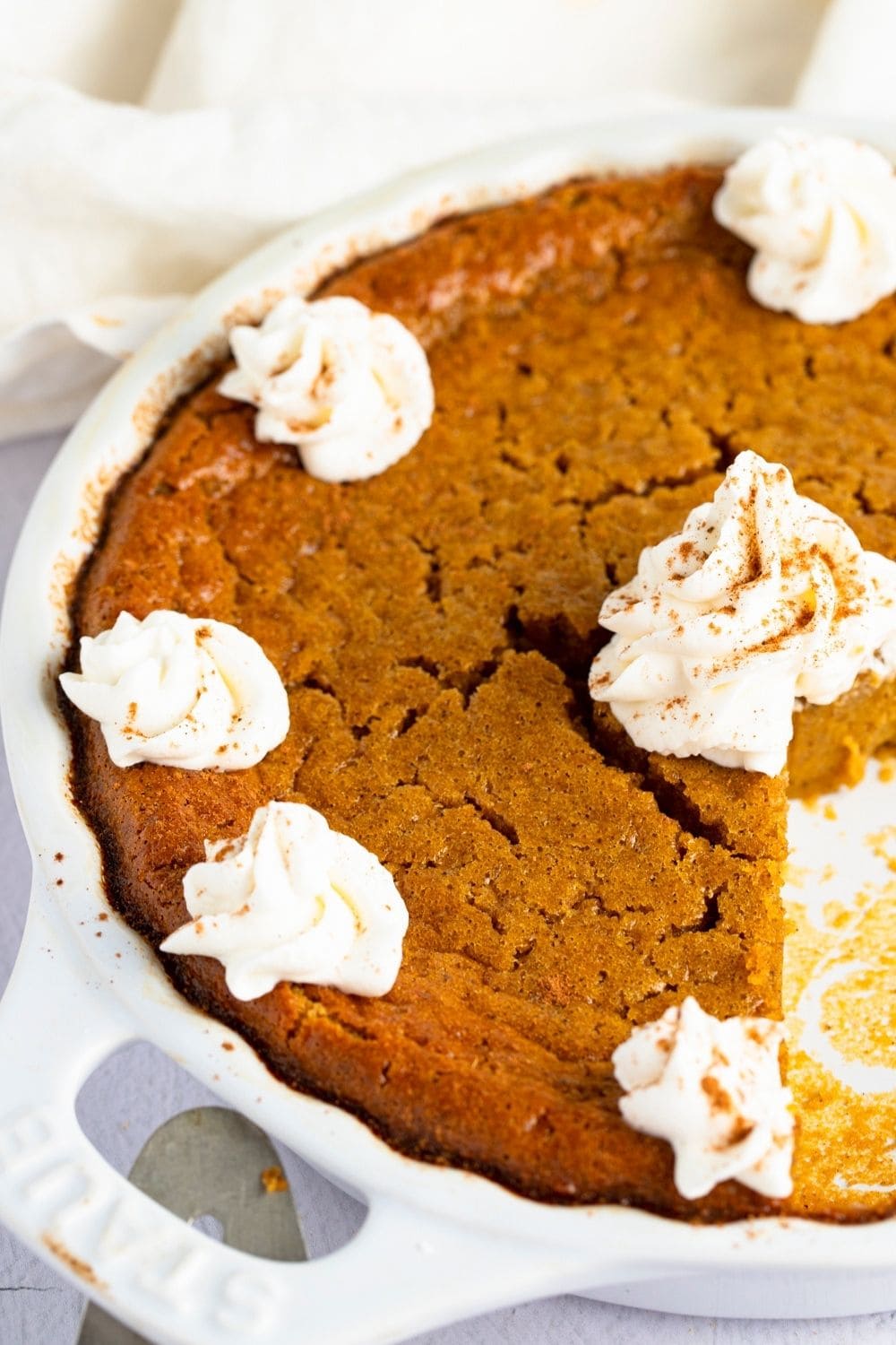 Homemade Impossible Pumpkin Pie with Whipped Cream
