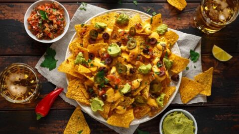 Homemade Nachos with Guacamole and Salsa