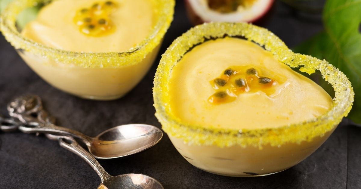 Homemade Passion Fruit Mousse in a Bowl
