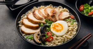 Homemade Ramen Noodle Soup with Chicken and Egg