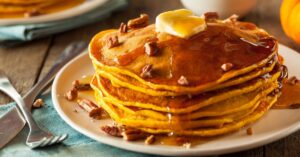 Pumpkin Pancake with Nuts, Butter and Maple Syrup