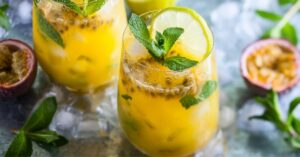 Refreshing Passion Fruit Juice with Mint