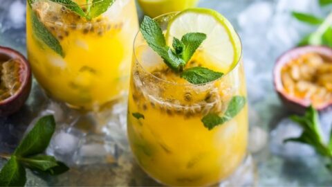 Refreshing Passion Fruit Juice with Mint