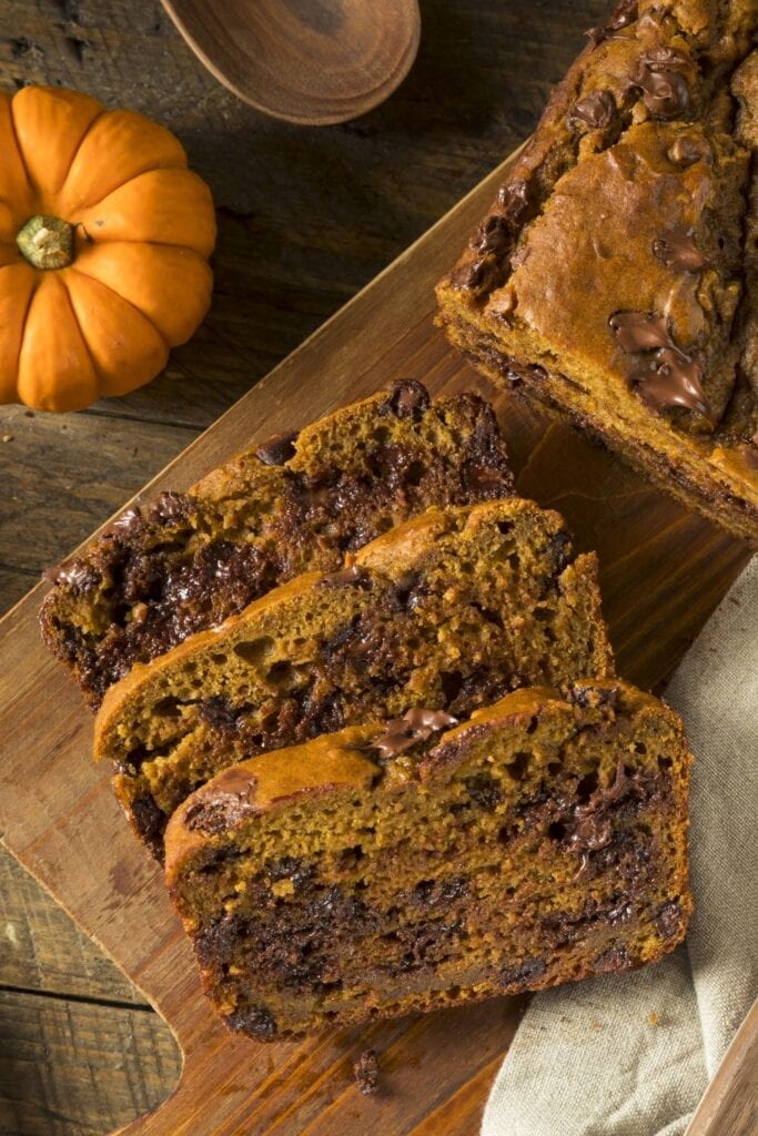 Slice of Pumpkin Bread with Chocolate Chips