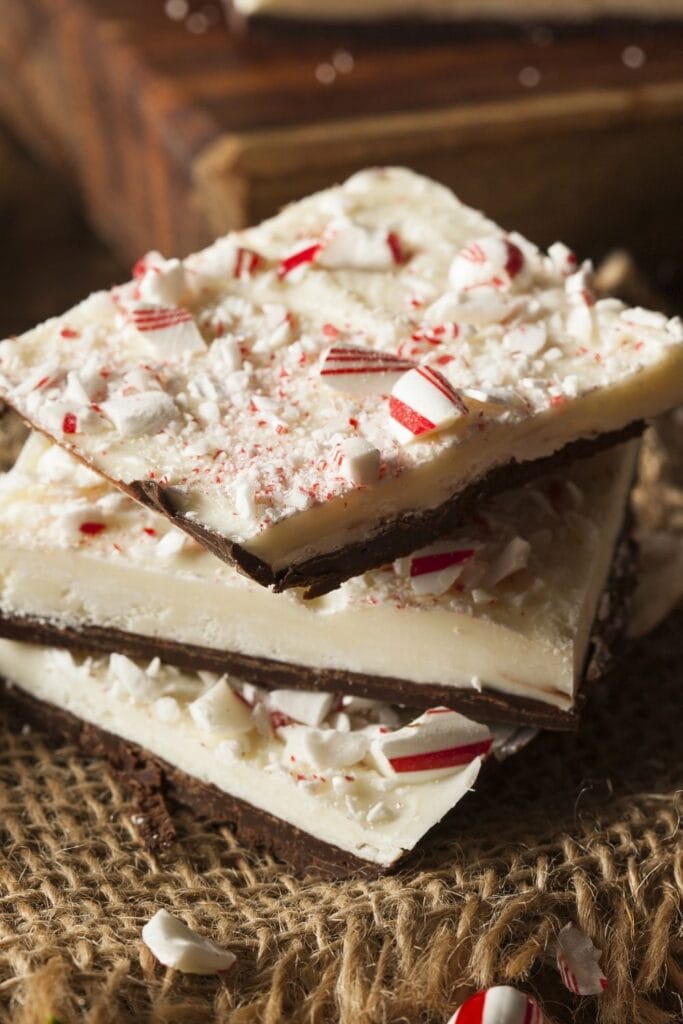 Stacks of Chocolate Peppermint Bark