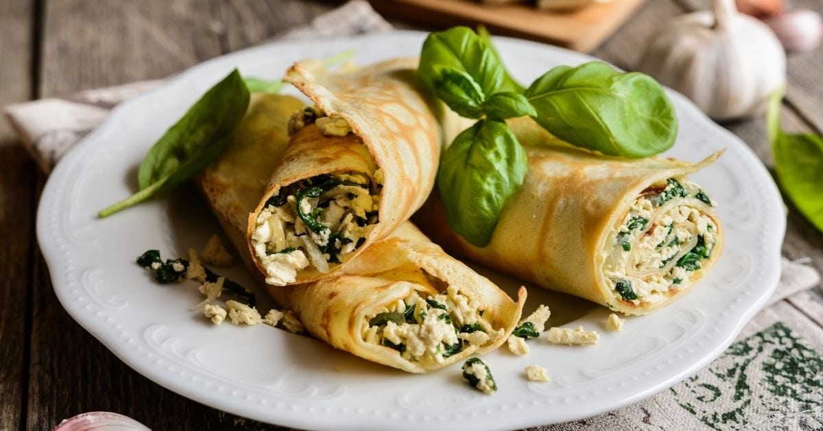 Stuffed Spinach Crepes with Tofu