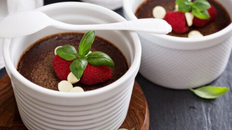 Sweet Homemade Chocolate Pots De Creme in Ramekin