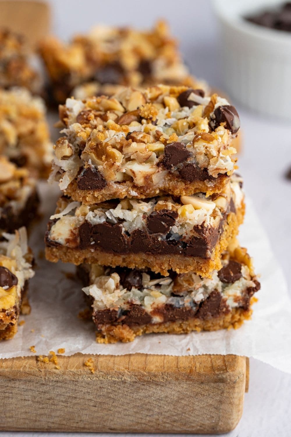 Homemade Hello Dolly Bars with Nuts and Chocolate Chips