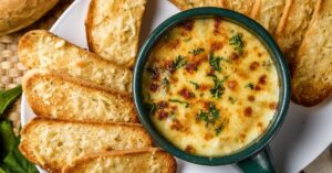Appetizing Spinach and Cheese Dip with Bread