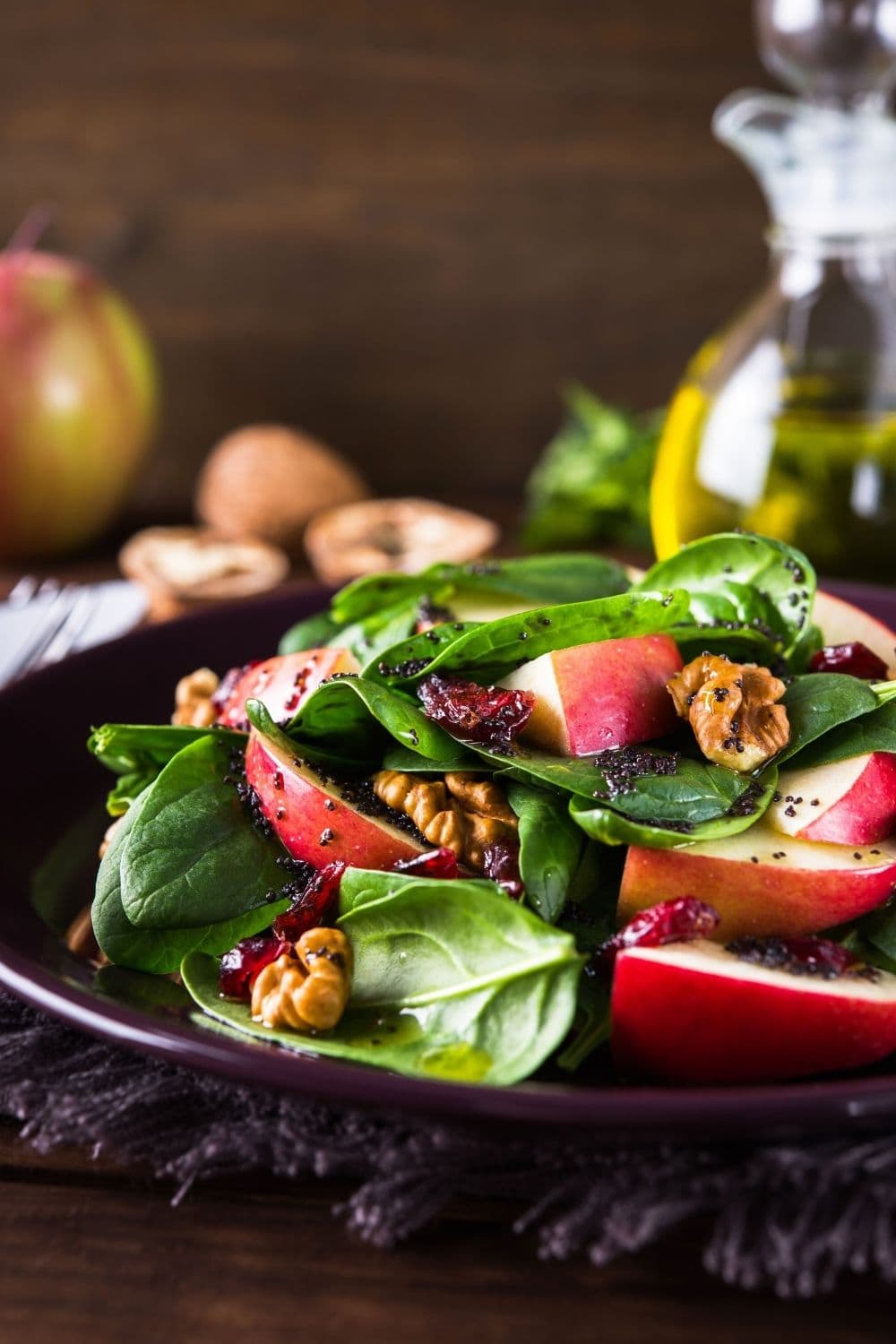 Apple and Spinach Salad with Dried Cranberries and Walnuts
